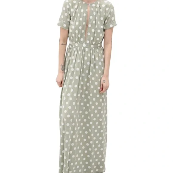 mara hoffman green dress Mara Hoffman Midi Emery Dress Knit Long Sleeve Ribbed Off-Shoulder Green Size S